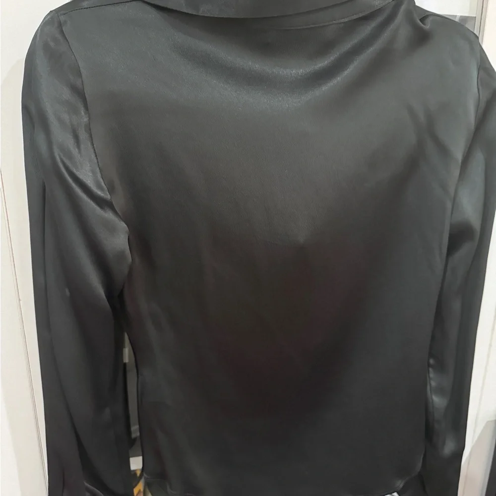 Zara Black Satin Blouse - Picture 6 of 8